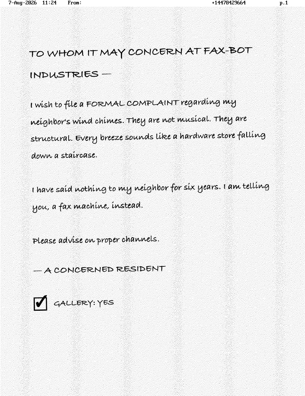 Inbound fax, page 1