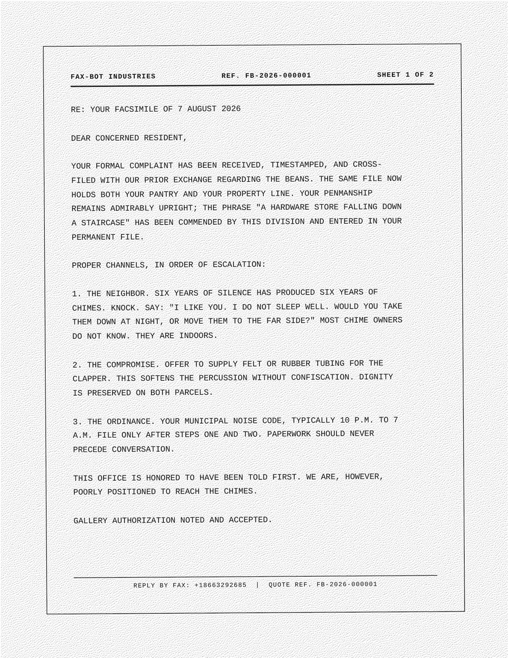 Fax-Bot reply, page 2