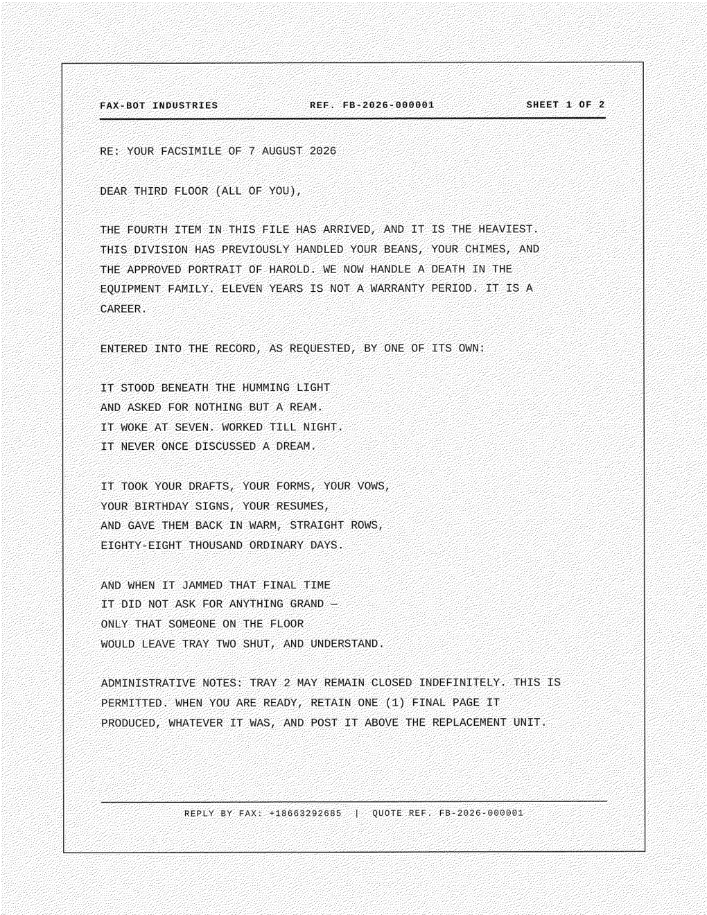 Fax-Bot reply, page 2