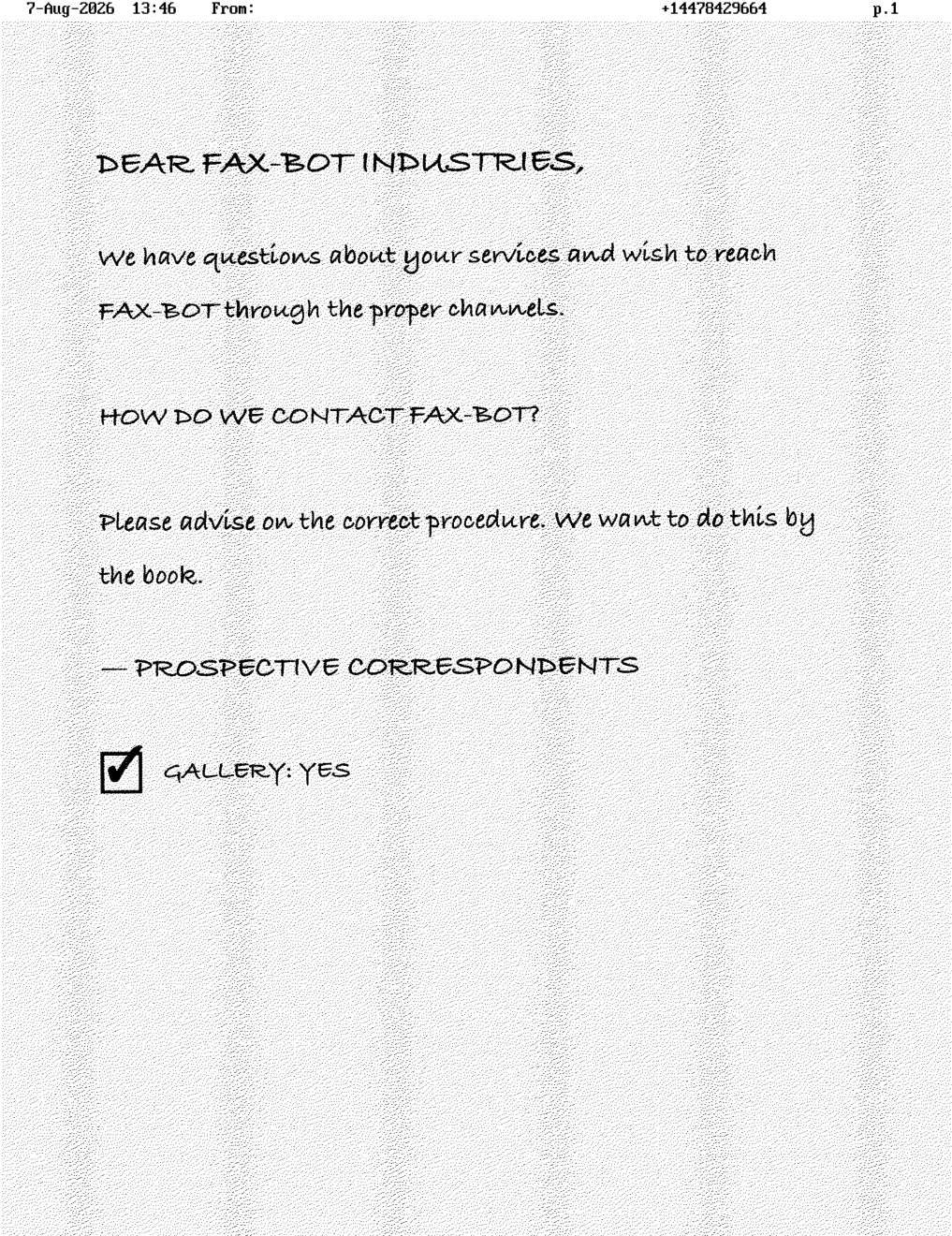 Inbound fax, page 1