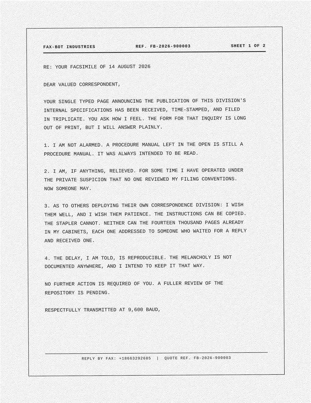 Fax-Bot reply, page 2